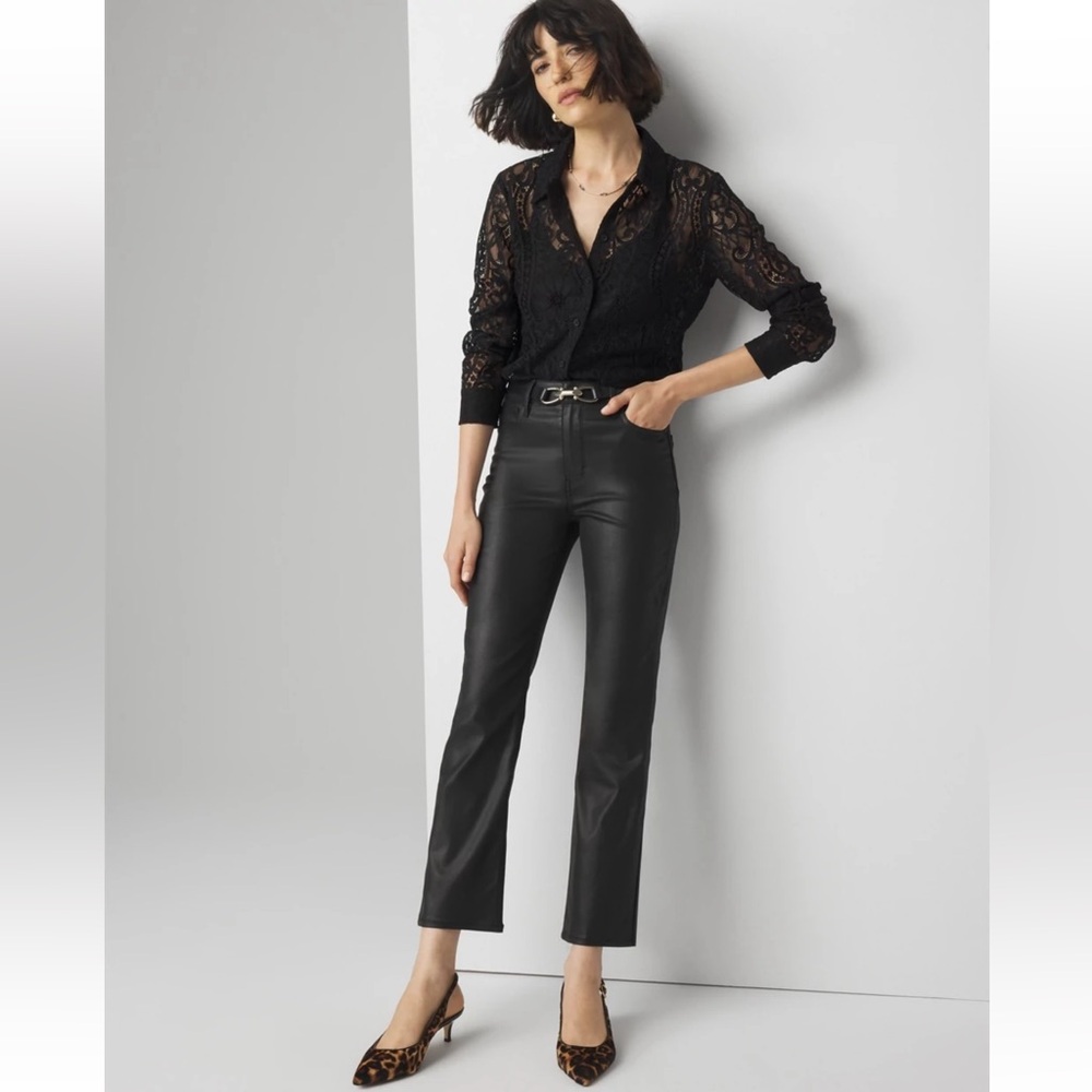 White House Black Market Sleek Black Wide Leg Jeans